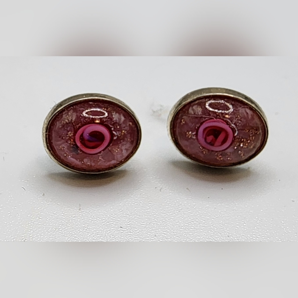 Vintage Sarah Coventry earrings Pink Hidden Rose Pierced Gold tone